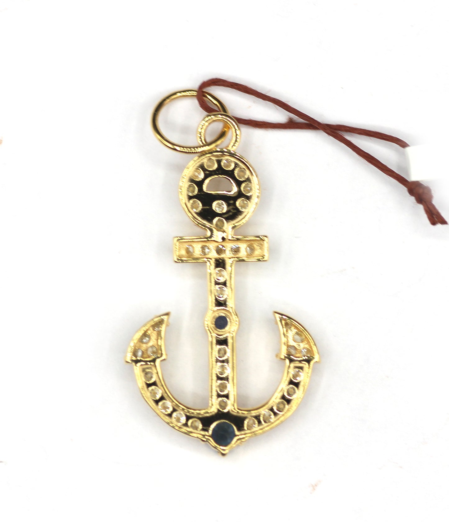 Anchor 14k Solid Gold Diamond Pendant
