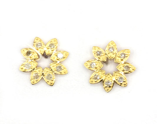 Flower 14k Gold Diamond Stud Earring