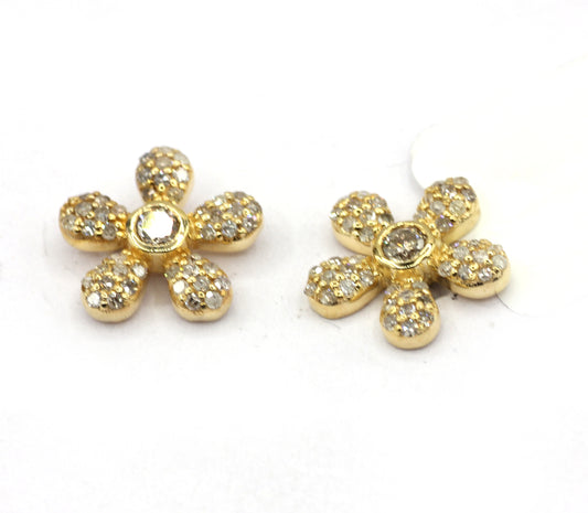 Flower 14k Gold Diamond Stud Earring