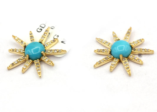 Star 14k Gold Diamond Stud Earring