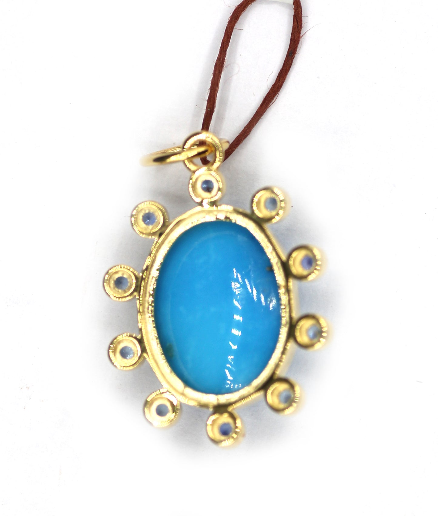 Oval 14k Solid Gold Diamond Pendant