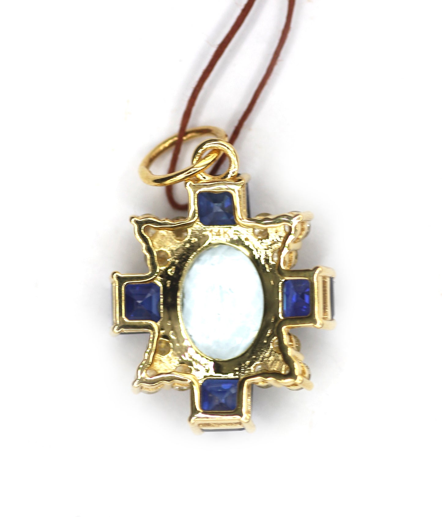 Aqua 14k Solid Gold Diamond Pendant