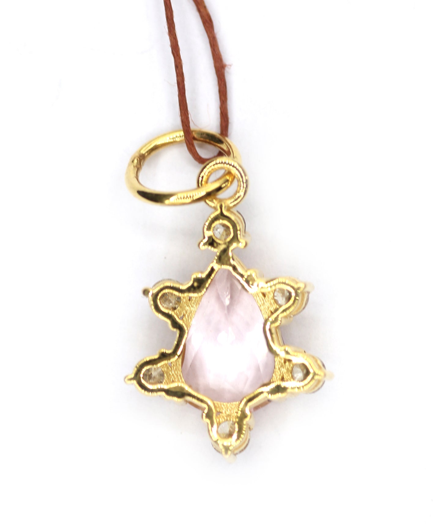 Morganite 14k Solid Gold Diamond Pendant