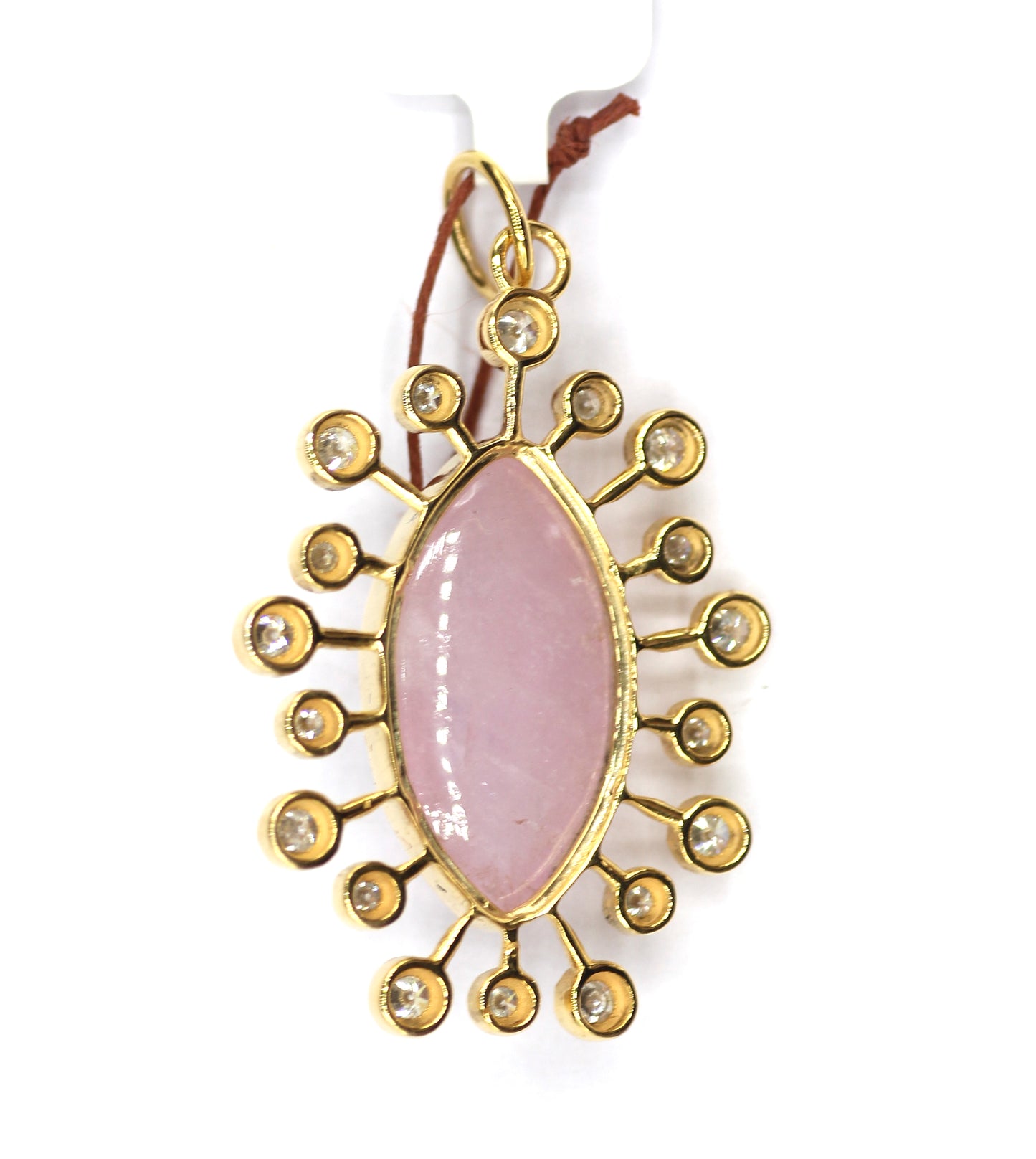 Morganite 14k Solid Gold Diamond Pendant