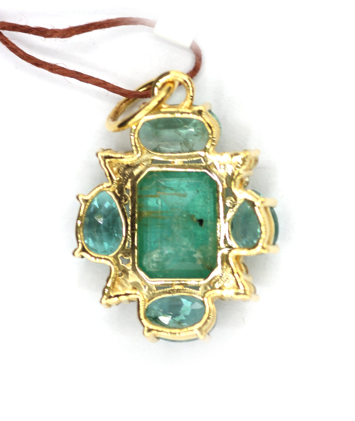 Emerald 14k Solid Gold Diamond Pendant