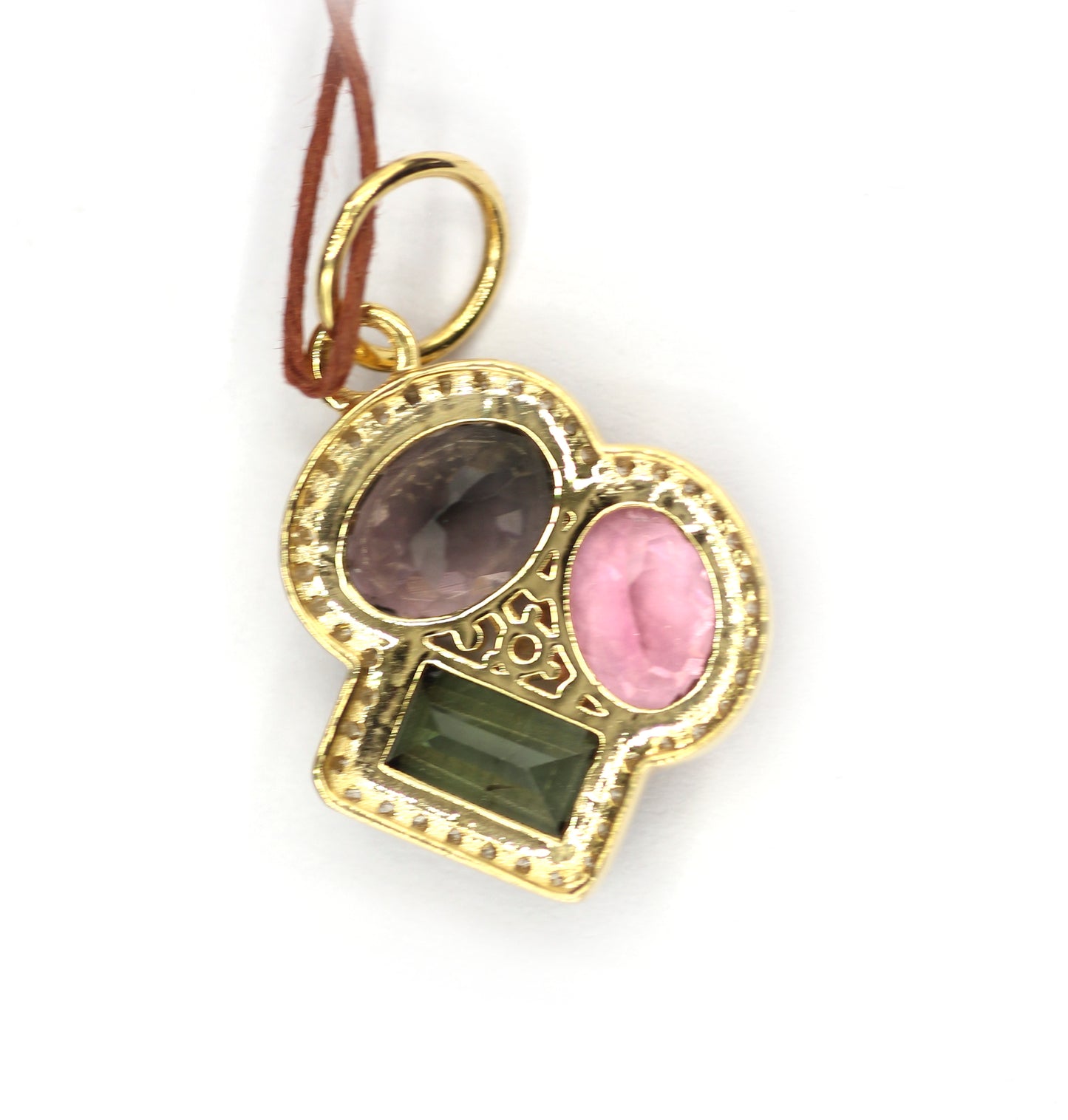 Tourmaline 14k Solid Gold Diamond Pendant