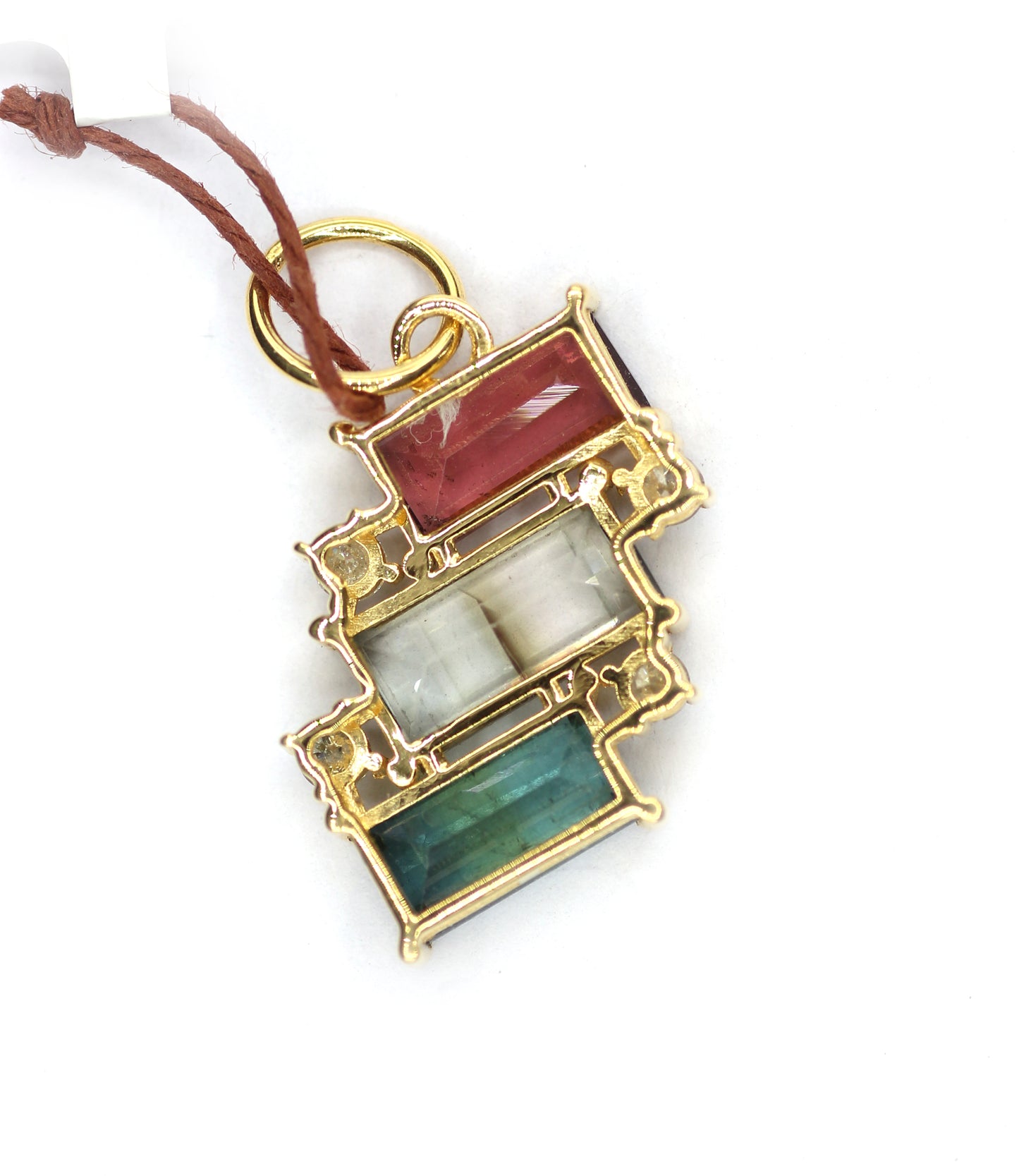 Tourmaline 14k Solid Gold Diamond Pendant