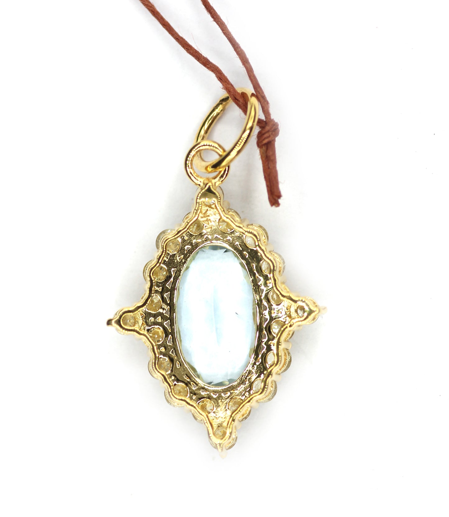 Aquamarine 14k Solid Gold Diamond Pendant