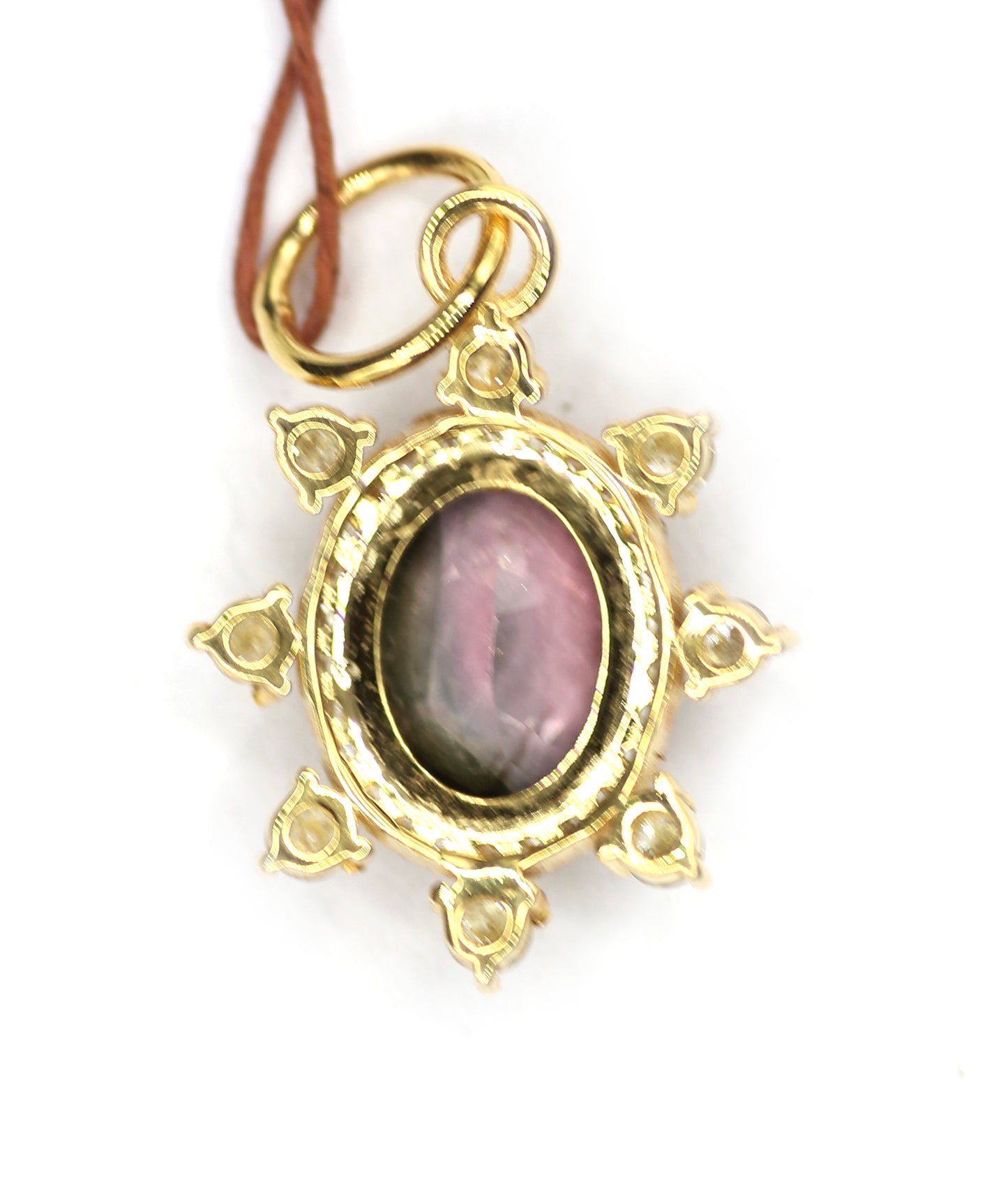 Tourmaline 14k Solid Gold Diamond Pendant