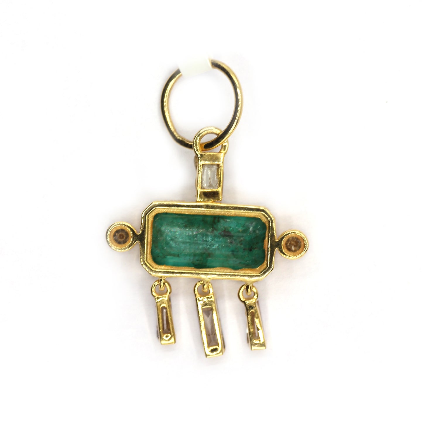 Emerald 14k Solid Gold Diamond Pendants
