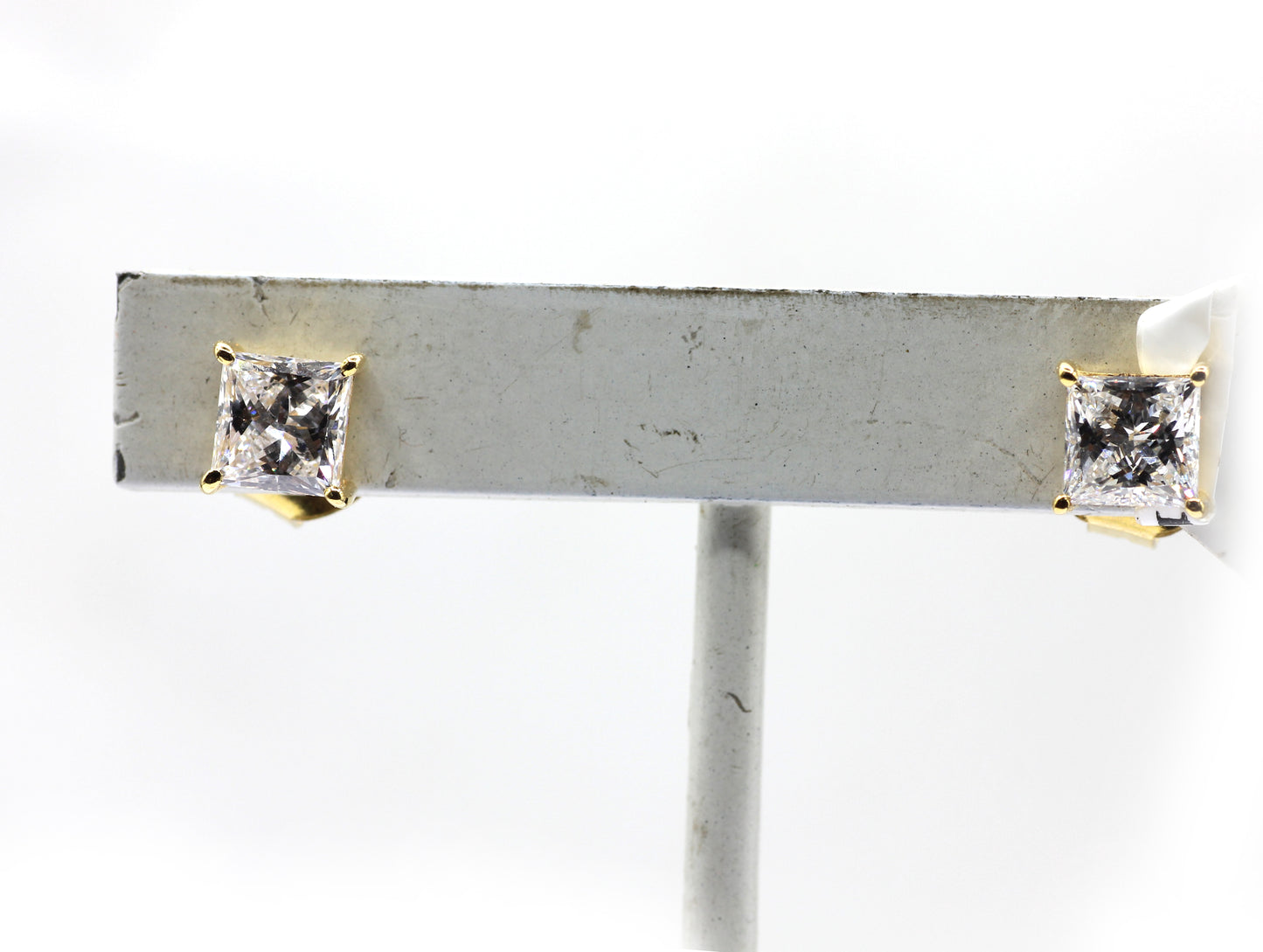 Square 14k Solid Gold CVD Diamond Stud Earring