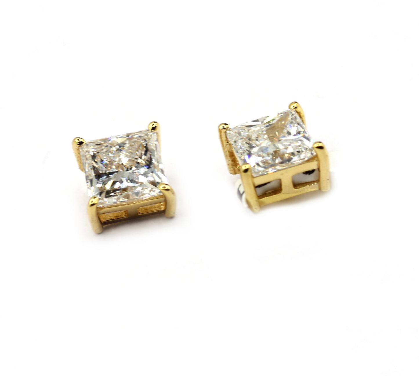 Square 14k Solid Gold CVD Diamond Stud Earring