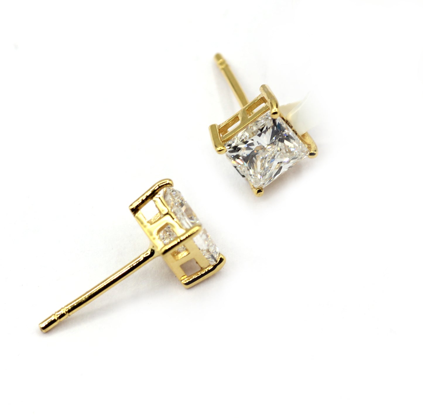 Square 14k Solid Gold CVD Diamond Stud Earring
