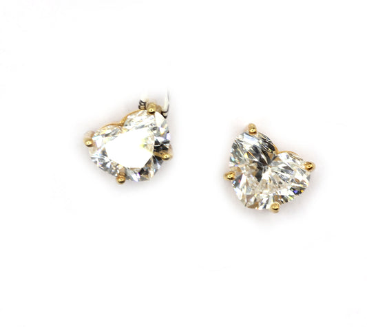 Heart 14k Solid Gold CVD Diamond Stud Earring