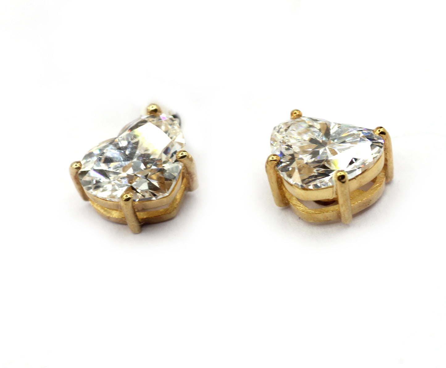 Heart 14k Solid Gold CVD Diamond Stud Earring