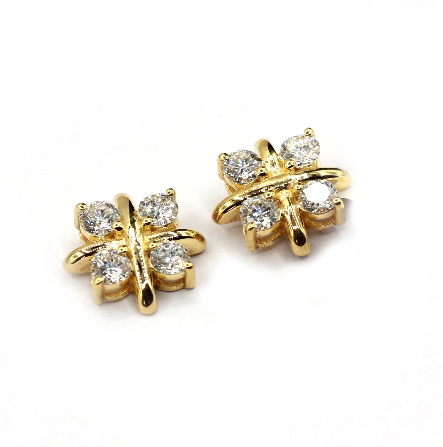 14k Solid Gold Diamond Stud Earring