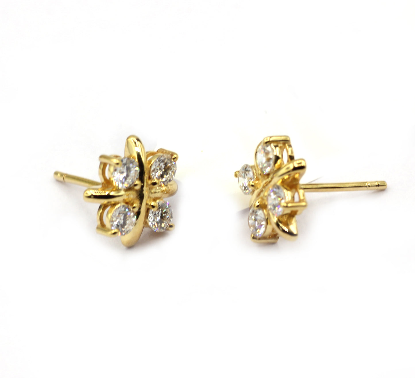 14k Solid Gold Diamond Stud Earring