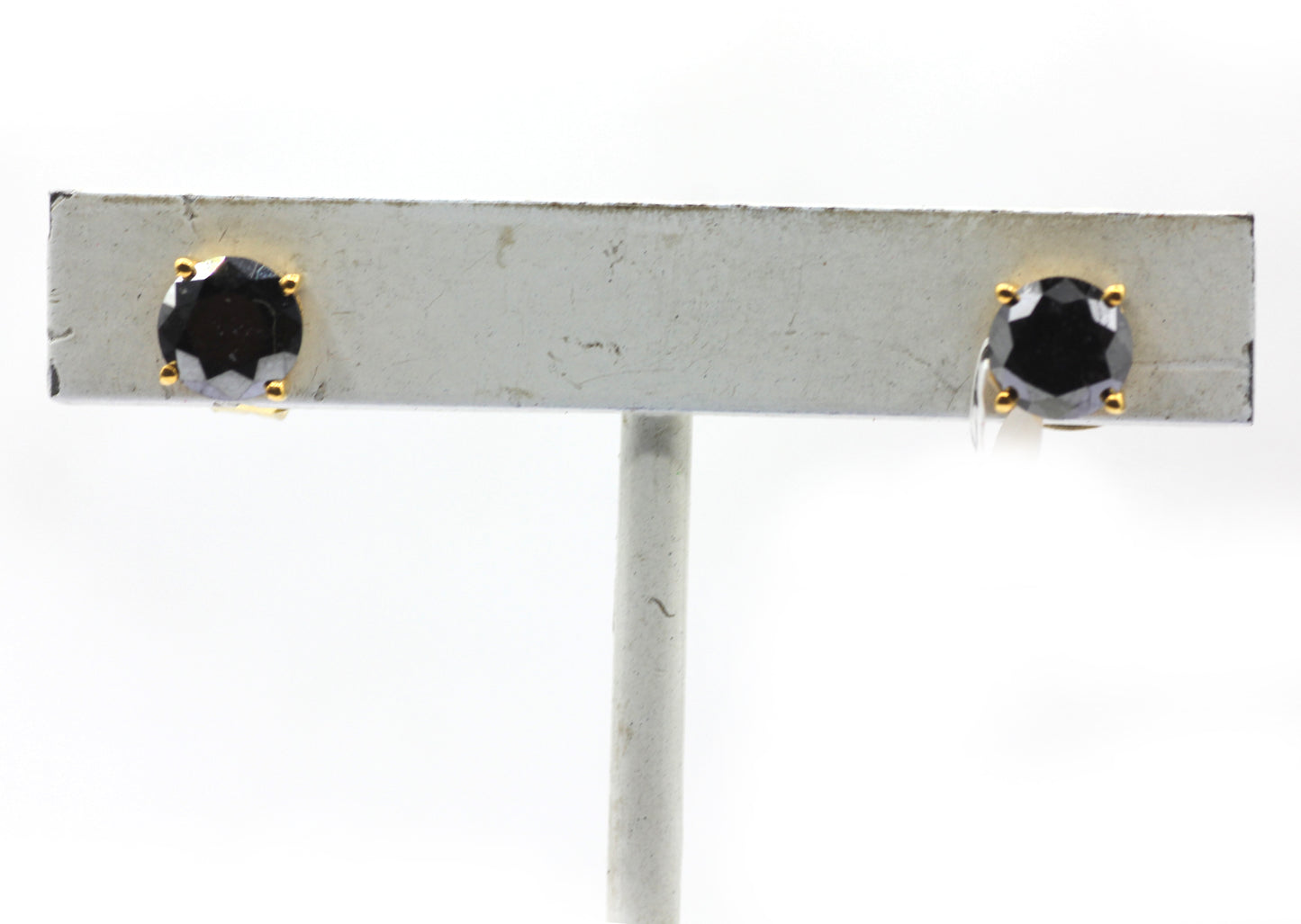 14k Solid Gold Black Diamond Stud Earring