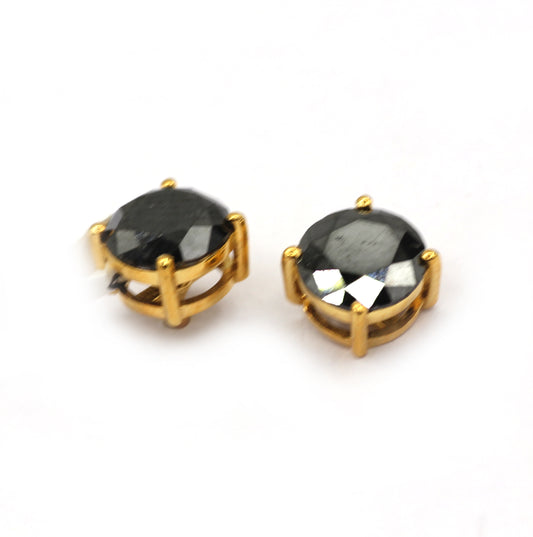 14k Solid Gold Black Diamond Stud Earring