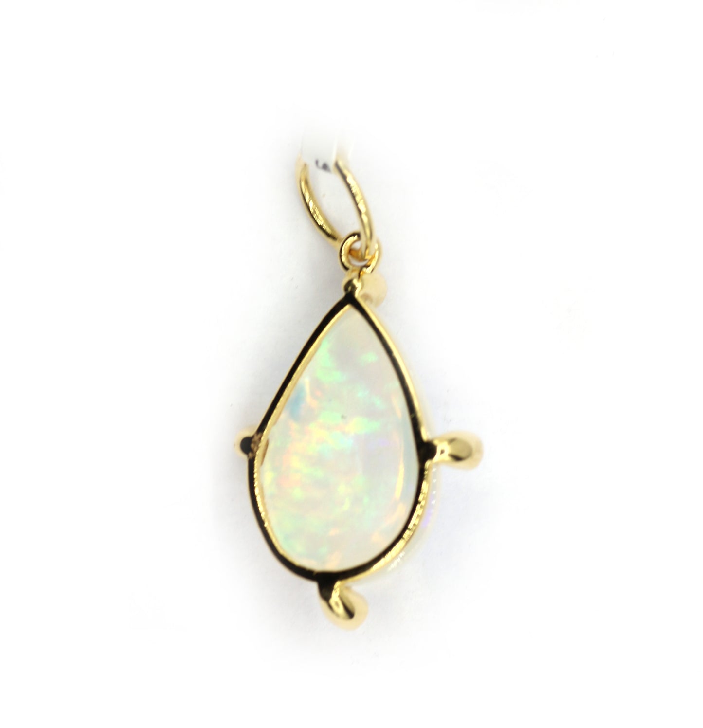 Pear 14k Solid Gold Diamond Pendants With Opal Stone