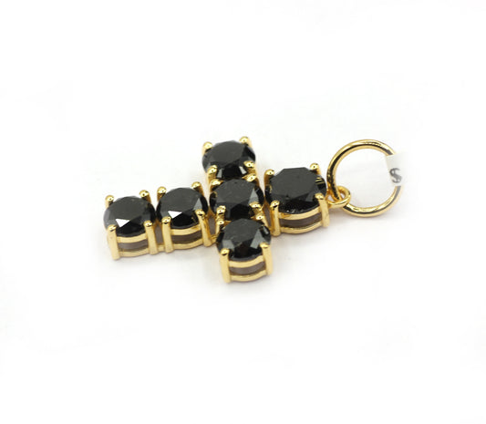 Cross 14k Solid Gold Black Diamond Pendants