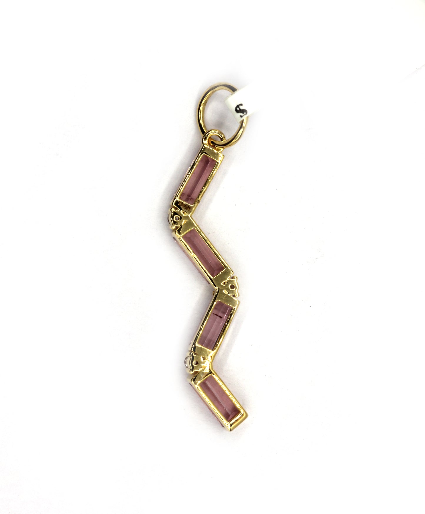 14k Solid Gold Diamond Pendants With Pink Tourmaline Stone