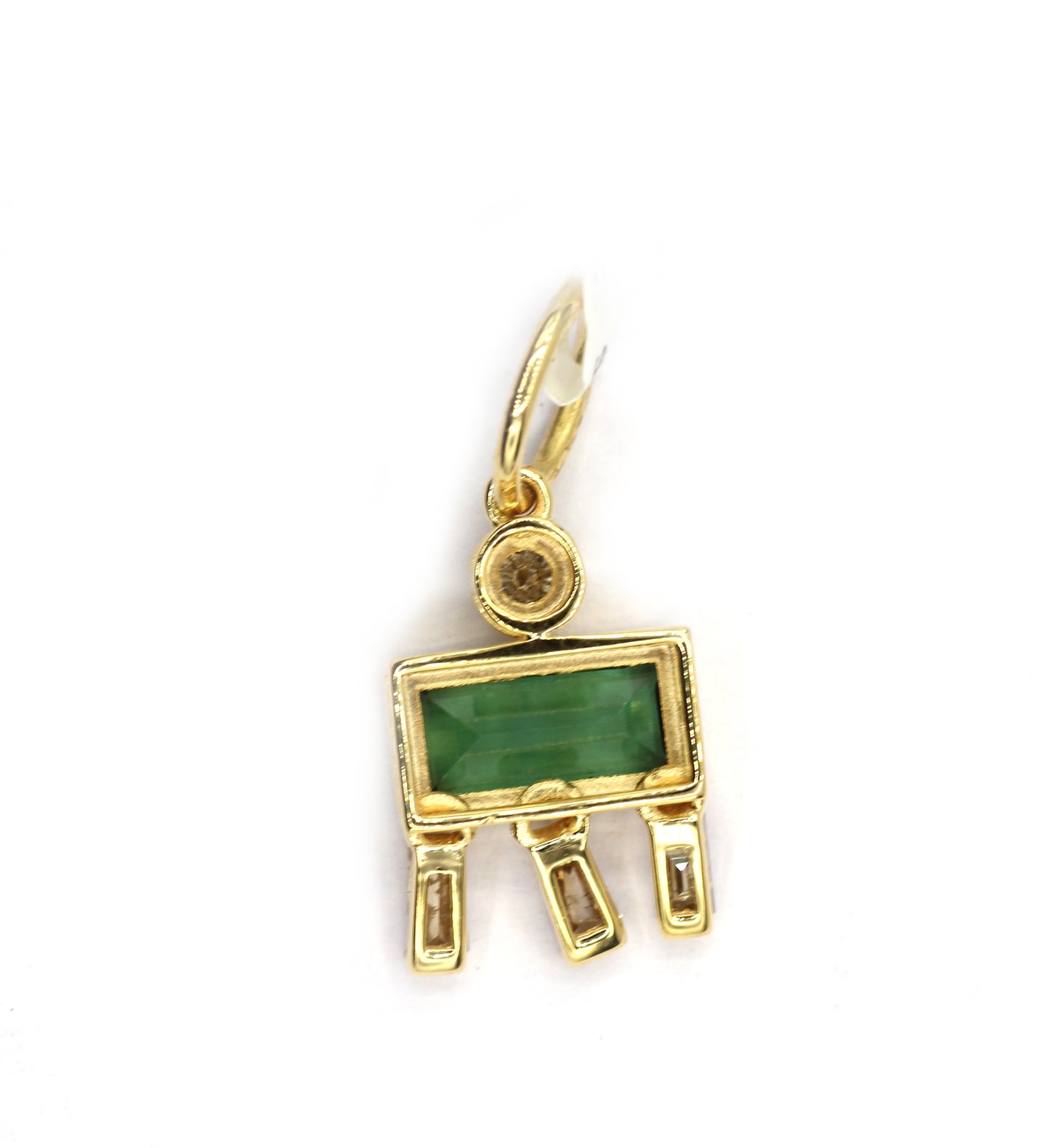 14k Solid Gold Diamond Pendants With Emerald Stone