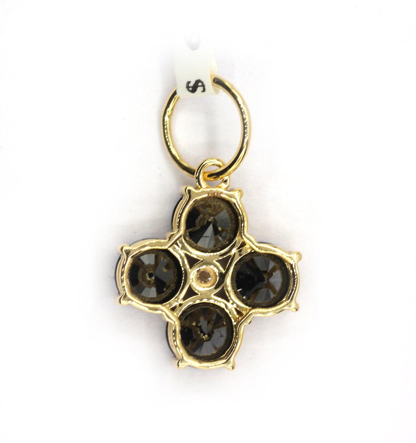 Flower 14k Solid Gold Black Diamond Pendants