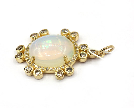 Oval 14k Solid Gold Diamond Pendants