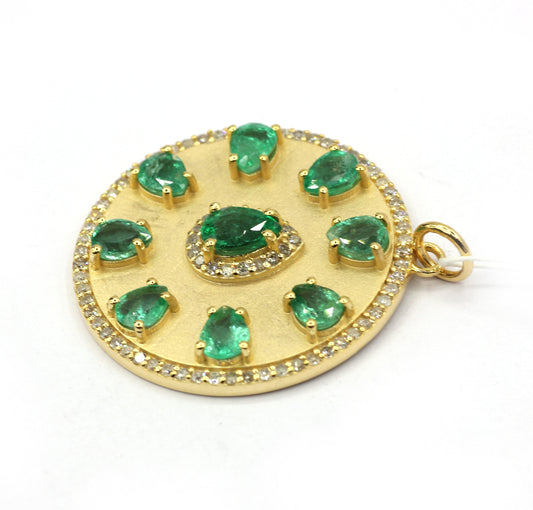 Round 14k Solid Gold Diamond Pendants
