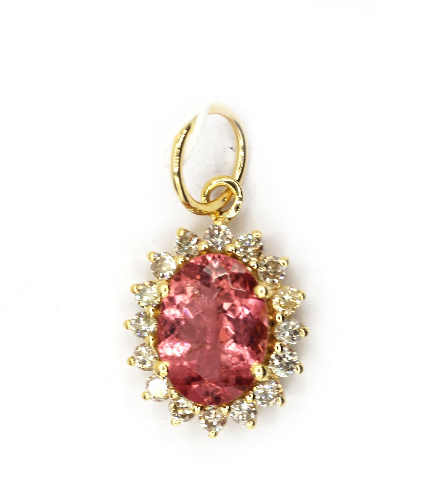 Oval 14k Solid Gold Diamond Pendants