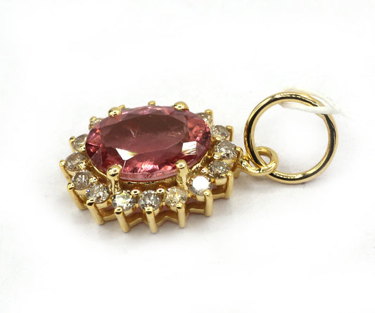 Oval 14k Solid Gold Diamond Pendants