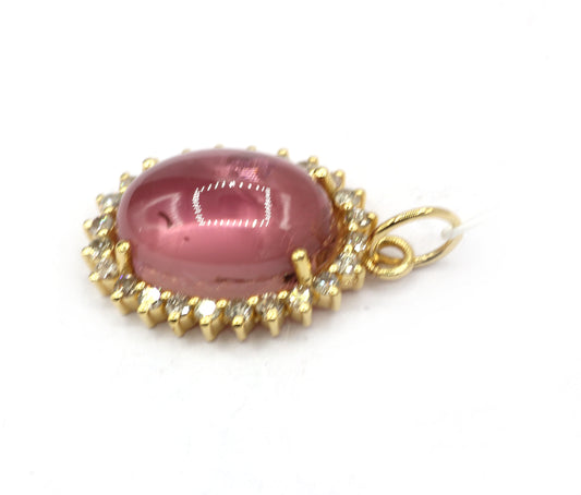 Oval 14k Solid Gold Diamond Pendants