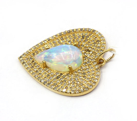 Heart 14k Solid Gold Diamond Pendants