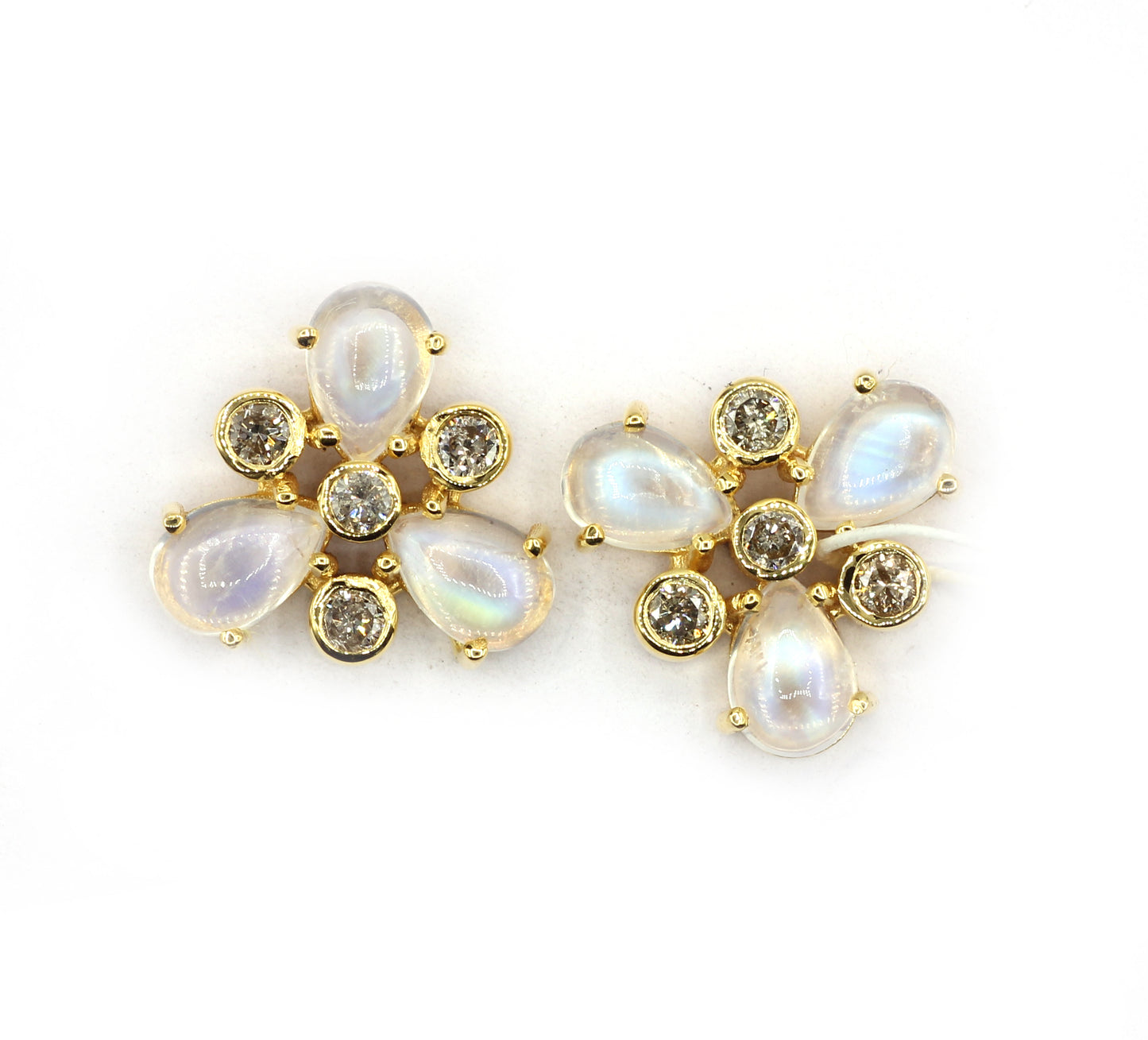 Moonstone 14k Gold Diamond Stud Earring