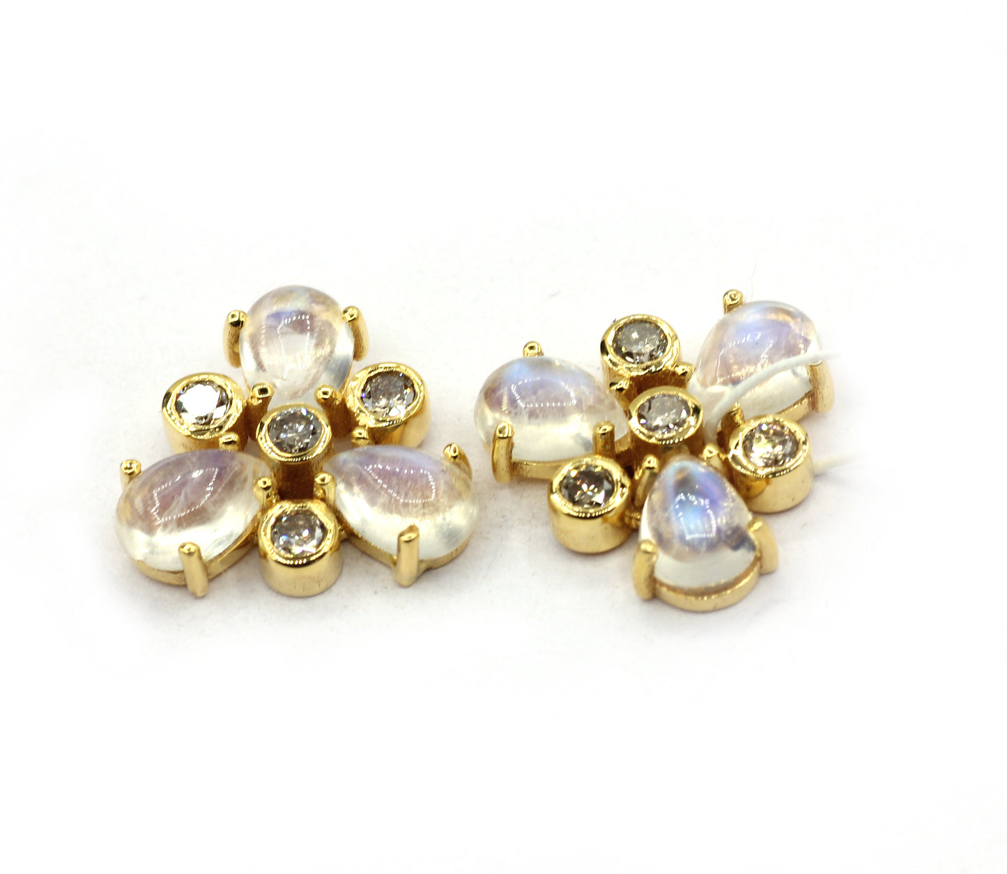 Moonstone 14k Gold Diamond Stud Earring