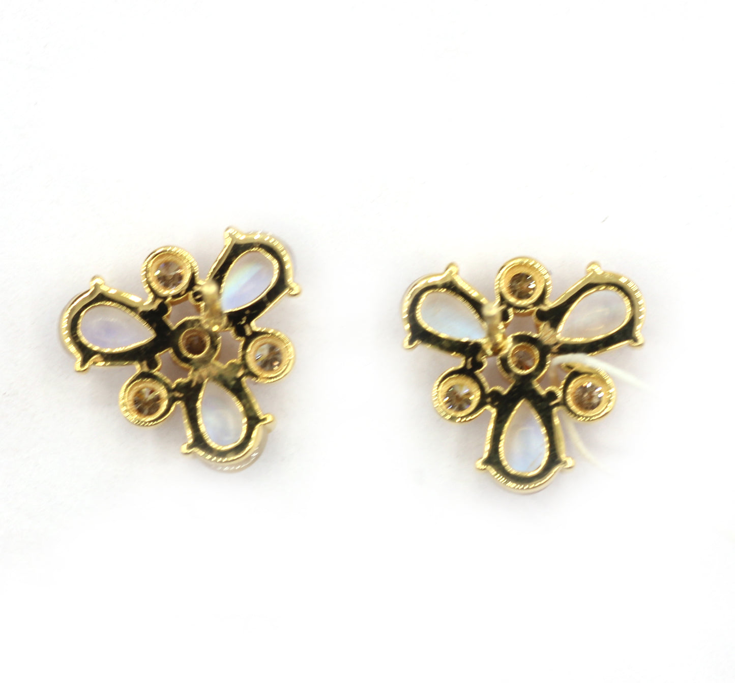 Moonstone 14k Gold Diamond Stud Earring
