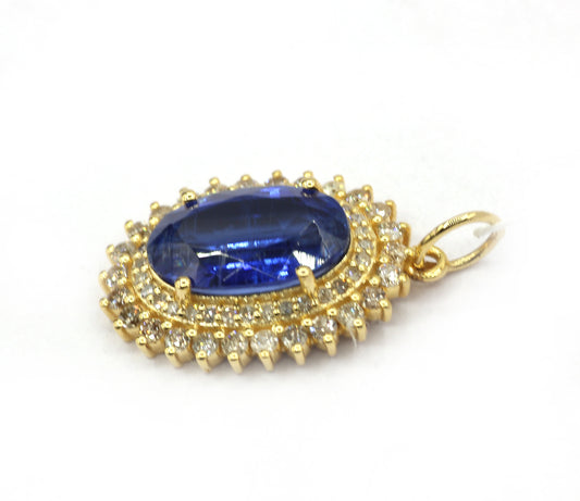 Oval 14k Solid Gold Diamond Pendants