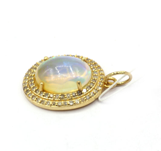 Oval 14k Solid Gold Diamond Pendants