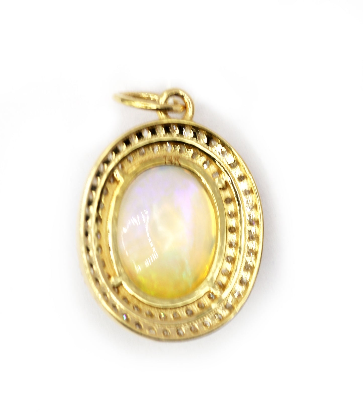 Oval 14k Solid Gold Diamond Pendants