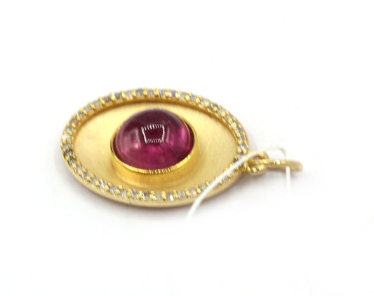 Oval 14k Solid Gold Diamond Pendants