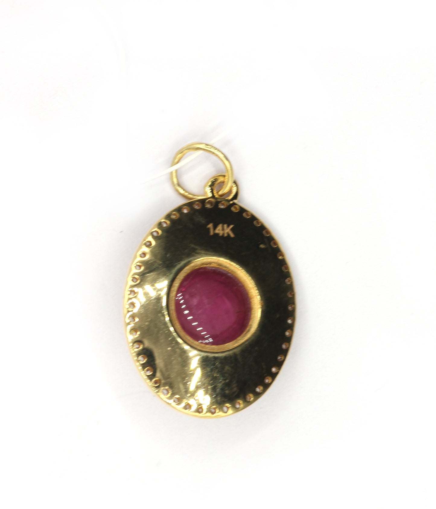 Oval 14k Solid Gold Diamond Pendants