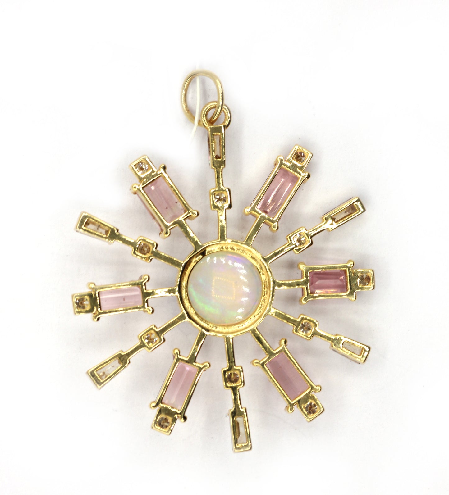 Sunburst 14k Solid Gold Diamond Pendants