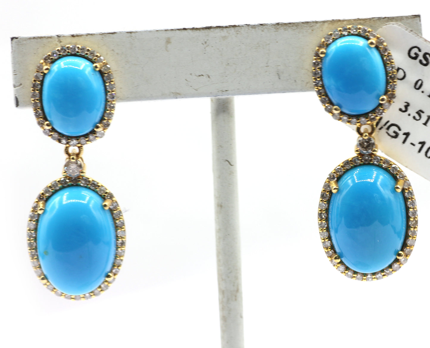 Turquoise 14k Gold Diamond Earring