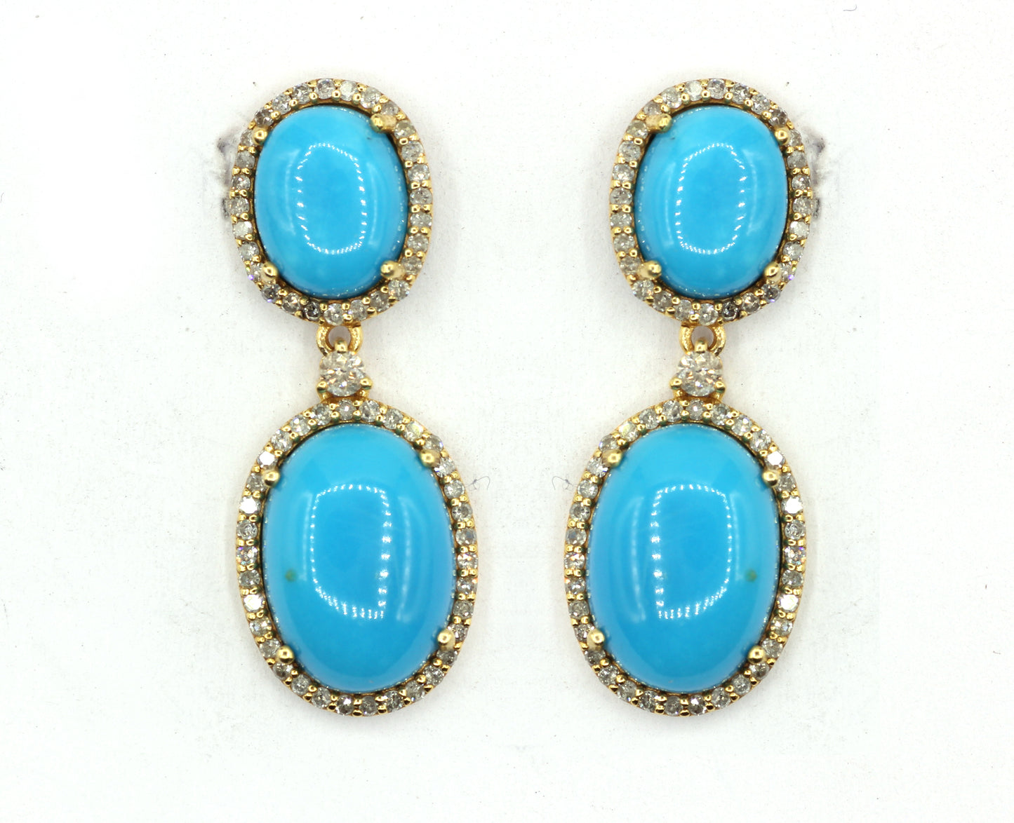 Turquoise 14k Gold Diamond Earring