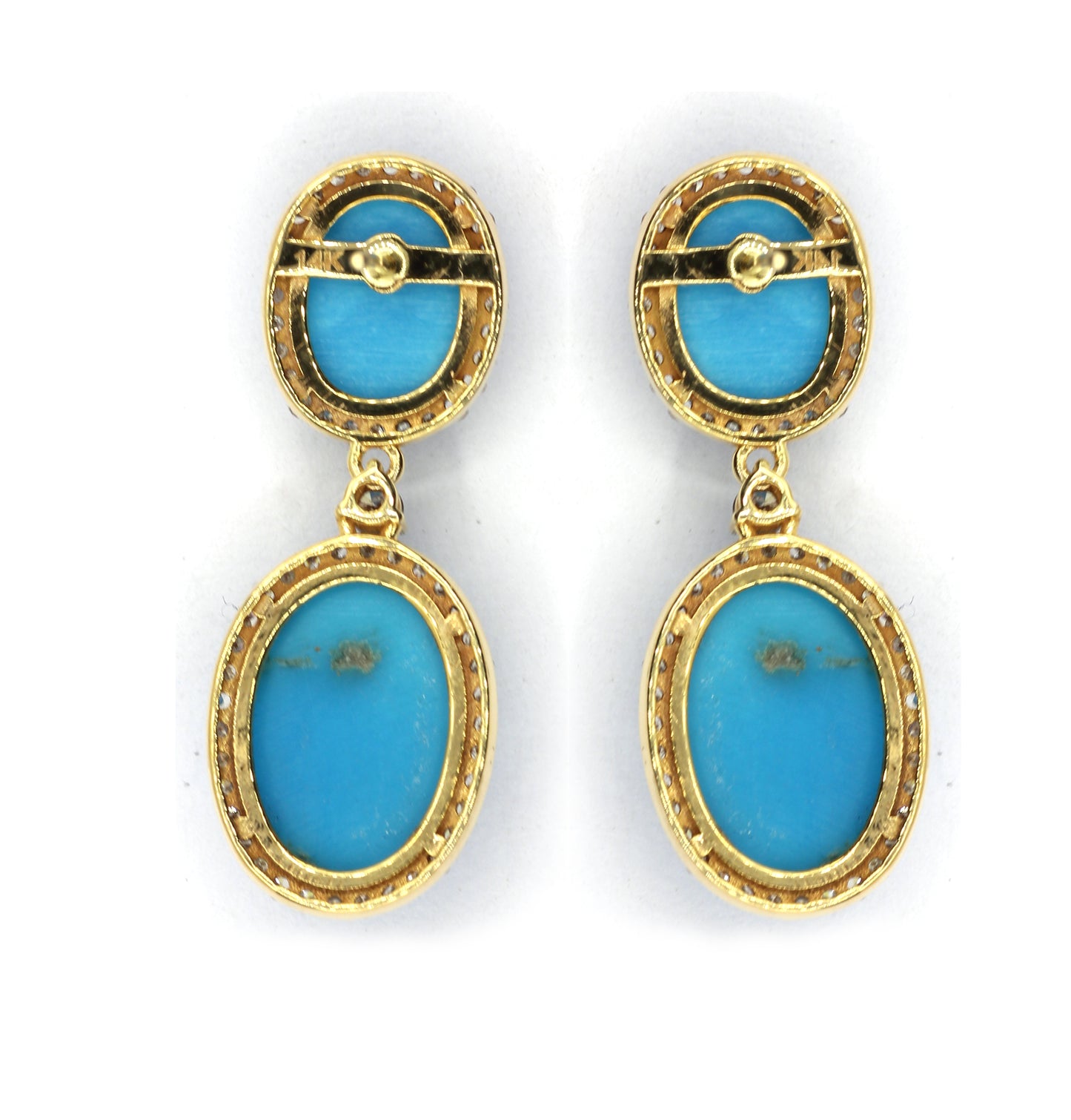 Turquoise 14k Gold Diamond Earring
