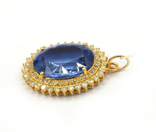 Oval 14k Solid Gold Diamond Pendants
