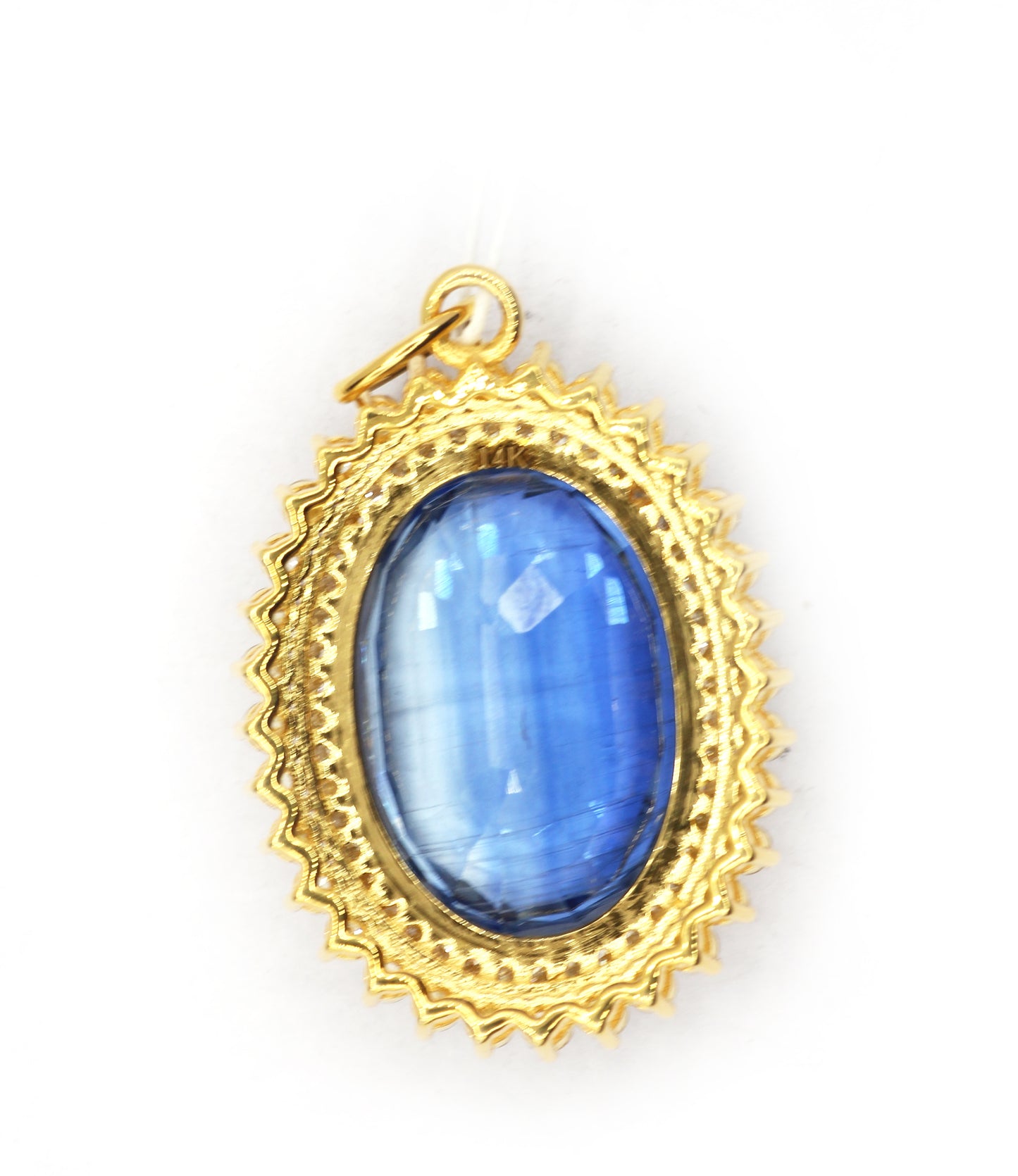 Oval 14k Solid Gold Diamond Pendants