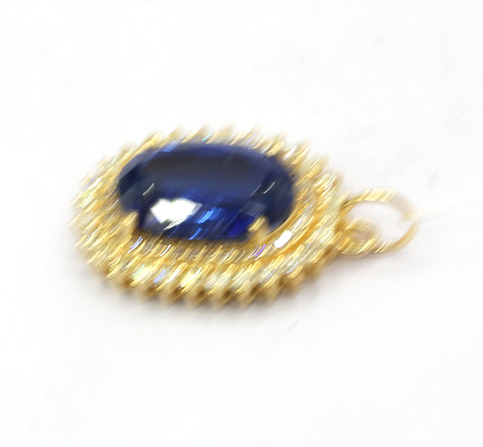 Oval 14k Solid Gold Diamond Pendants