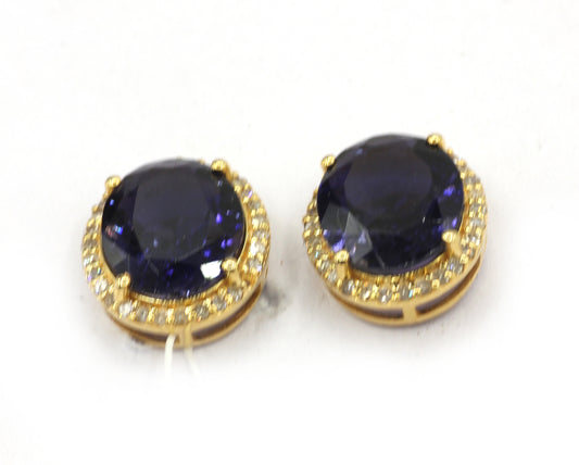 Oval 14k Gold Diamond Stud Earring